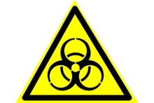 Наклейка Осторожно Биологическая опасность (Инфекционные вещества) 20х20 пленка