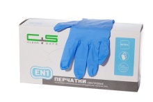 Перчатки медицинские Clean+Safe (EN1)  НИТРИЛОВЫЕ размер L голубые 50 пар.