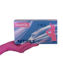 Перчатки медицинские MediOK НИТРИЛОВЫЕ размер XS розовые 50 пар .